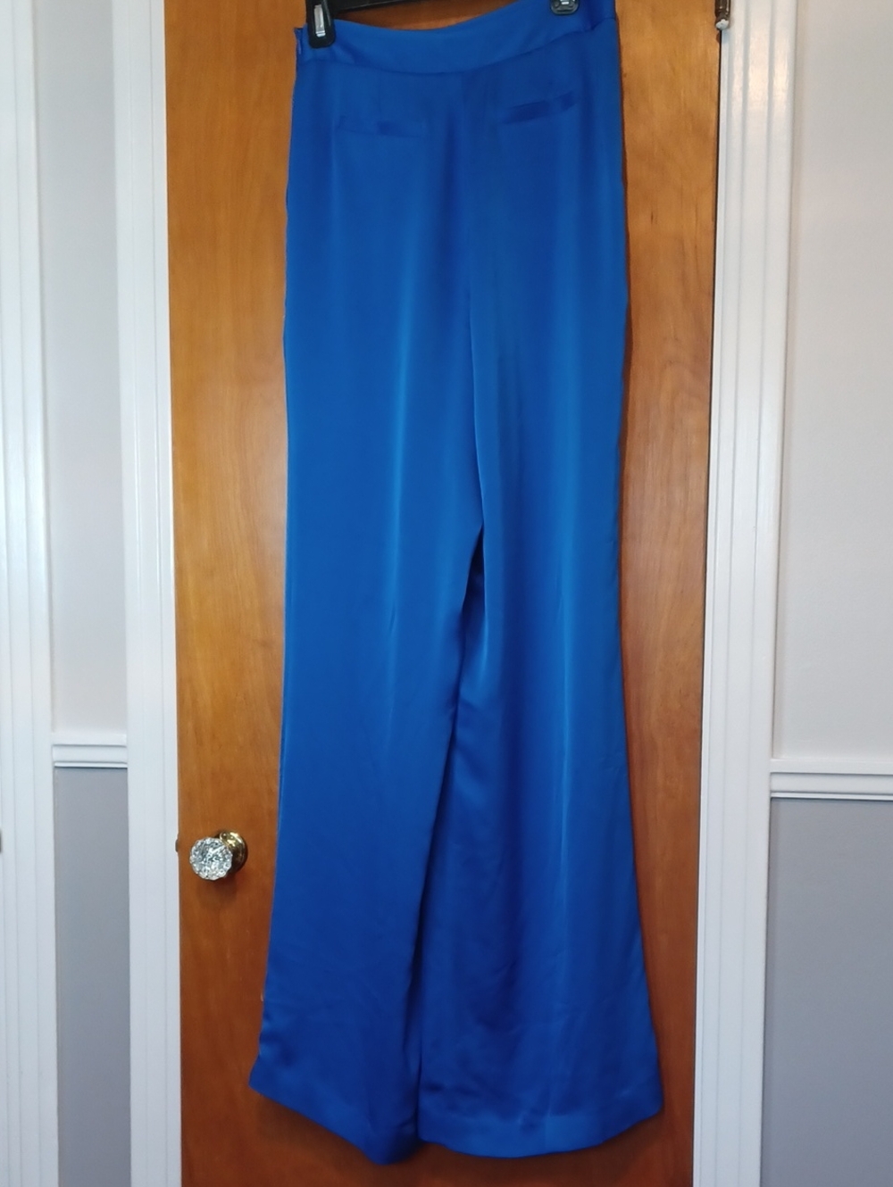 Ramy Brook Satin Iris Pant Blue Strop. Size 6. NWT! Pleated With Side Zipper. - Picture 3 of 10